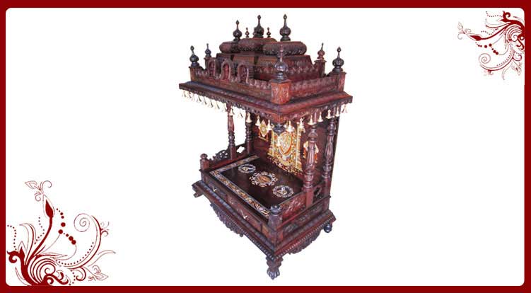 carved pooja wood temple